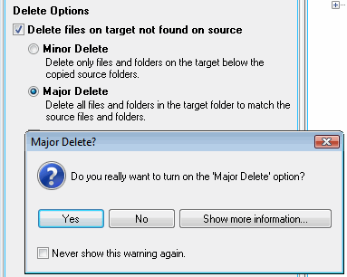 Major Delete - Warning
