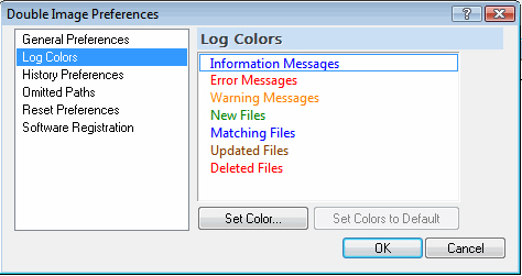 Log colors - defaults can be changed