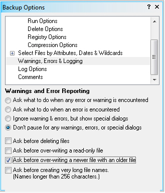 Warnings, Errors and Logging - Options